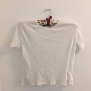 Brandy Melville white ruffly tee